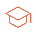 Simple line drawing of a graduation cap.