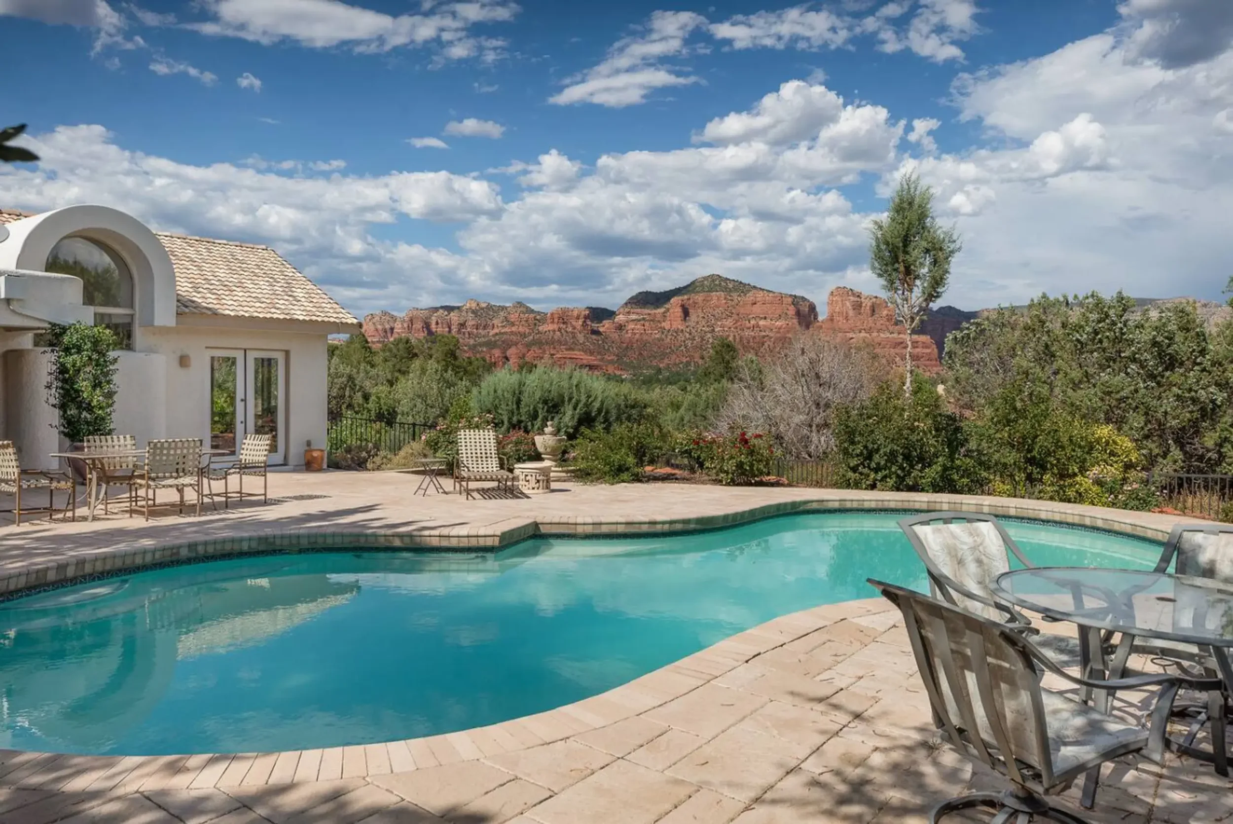 Backyard pool with Sedona Red Rock Views