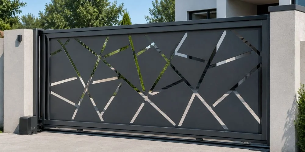 Geometric Pattern Sliding Gate