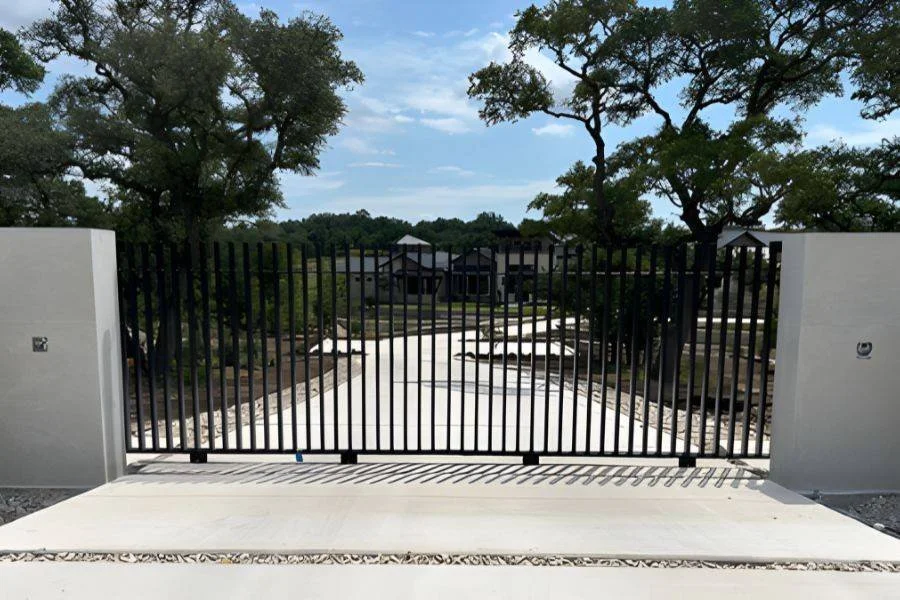 Commercial metal mesh security driveway gate