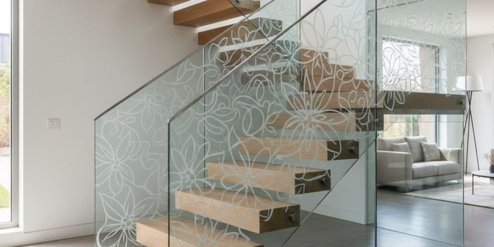 Laser-Etched Glass Railings