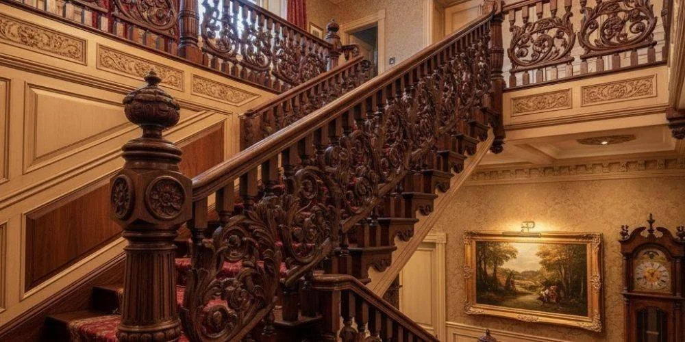 Hand-Carved Wooden Railings