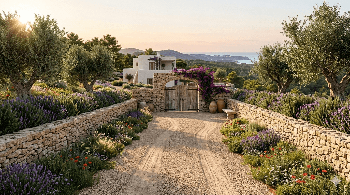3D Render villa landscape design visualization Ibiza