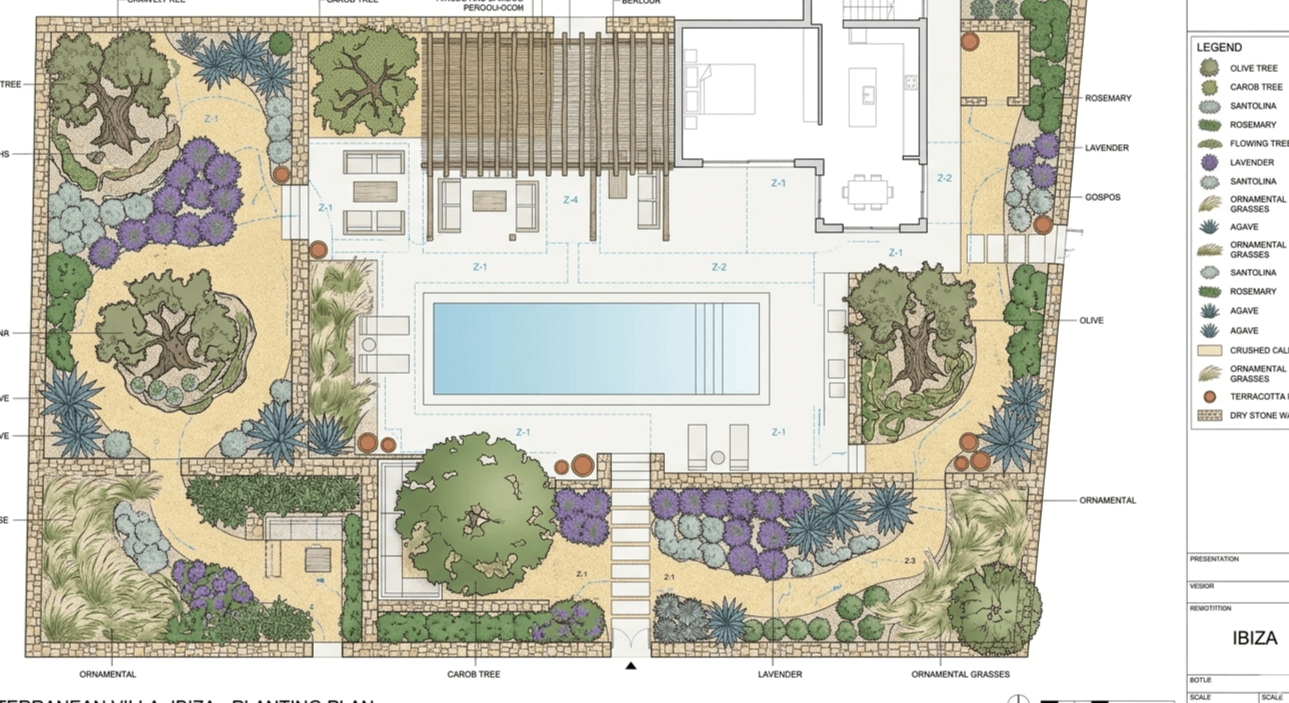 Landscape design plans Ibiza