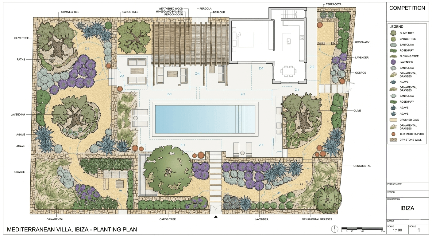 landscape design plans for villa garden ibiza