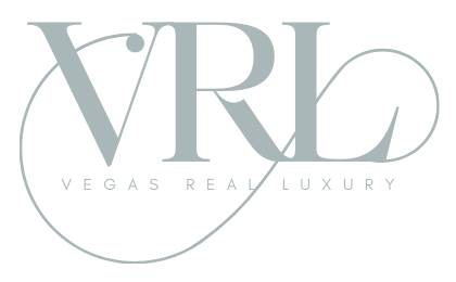 Logo for Vegas Real Luxury with large stylized 'VRL' and the text 'Vegas Real Luxury' beneath.