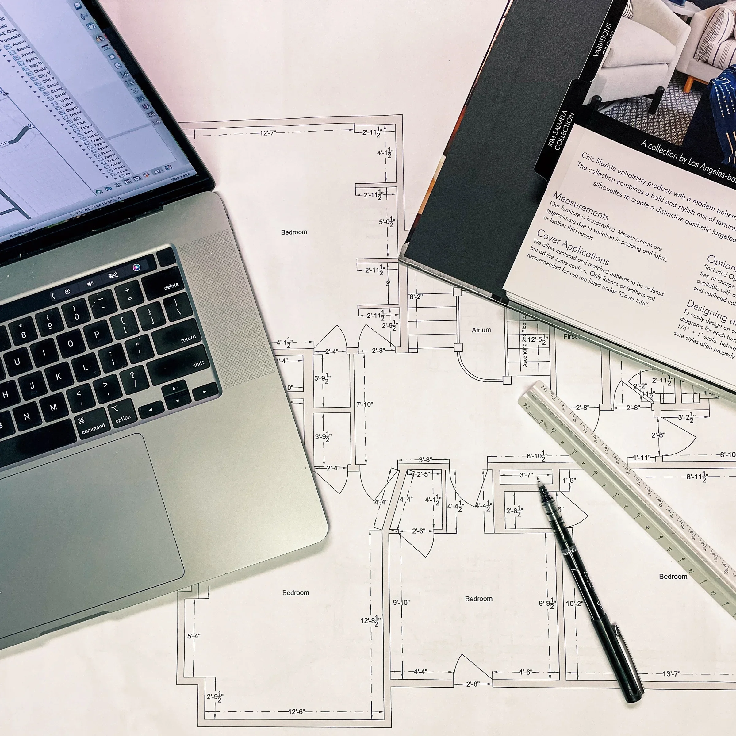 Interior Design measurements, photos, & notes from initial consult where J+Space Studio brings back to her office to accurately estimate your design project
