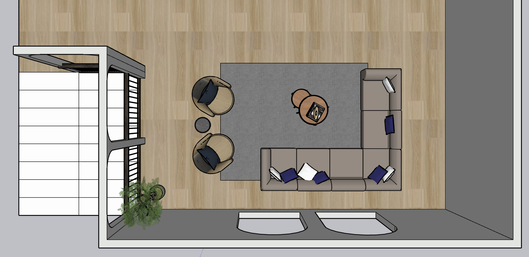 3D furniture rendering to communicate layout to client, interior design & decorating