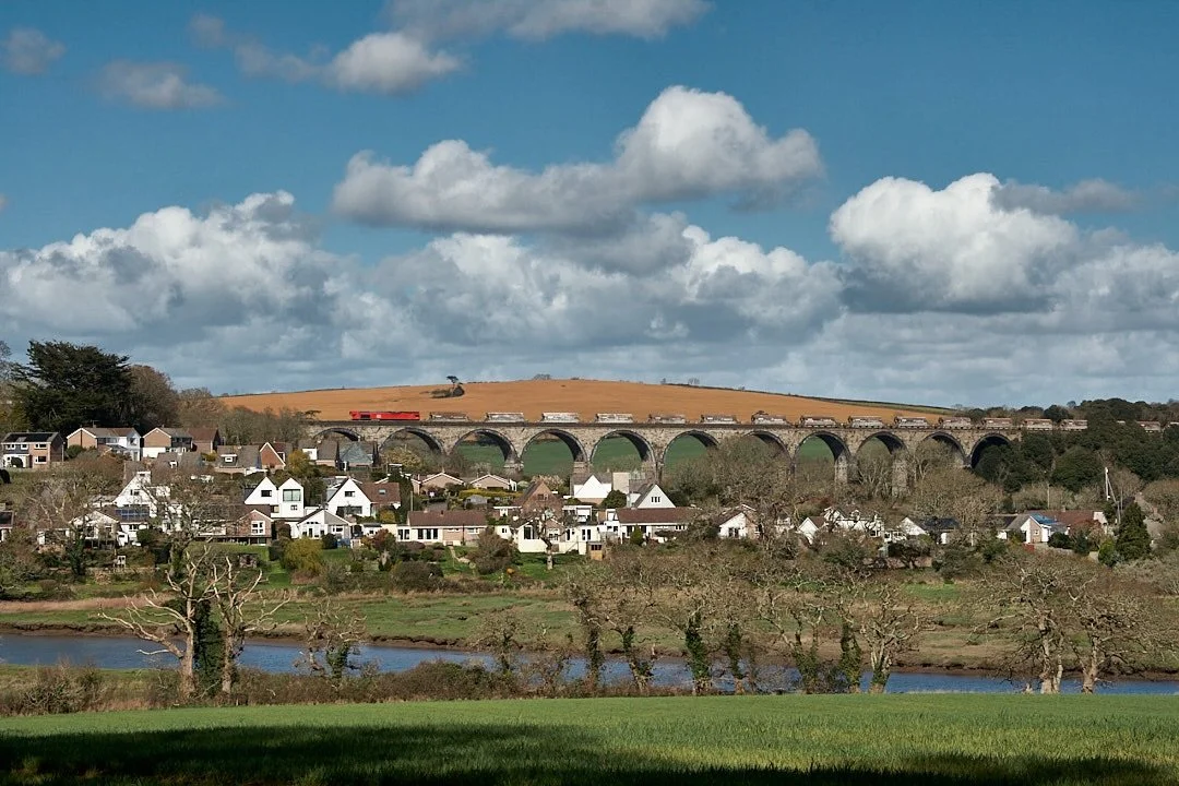 66168 crosses St Germans Viaduct with 19 JIAs on today&rsquo;s 6V76 10:35 Westbury Down Yard to Goonbarrow Junction. One of the final DB Cargo china clay trains in Cornwall, the workings set to be taken over by GB Railfreight. #chinaclaytrain #dbcarg