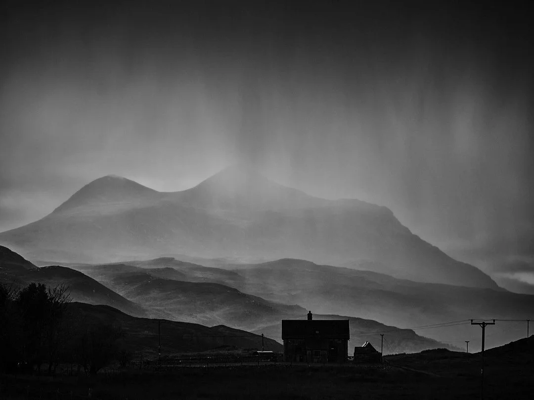 Foul weather near Elphin yesterday looking towards C&ugrave;l M&ograve;r. Fujifilm GFX 100S + GF 100-200mm. #scotland #assynt #coigach #culmor #badweather #scotlandshots #landscapephotographer #monochromelandscape #fujifilm #fujifilmuk #fujifilmgloba