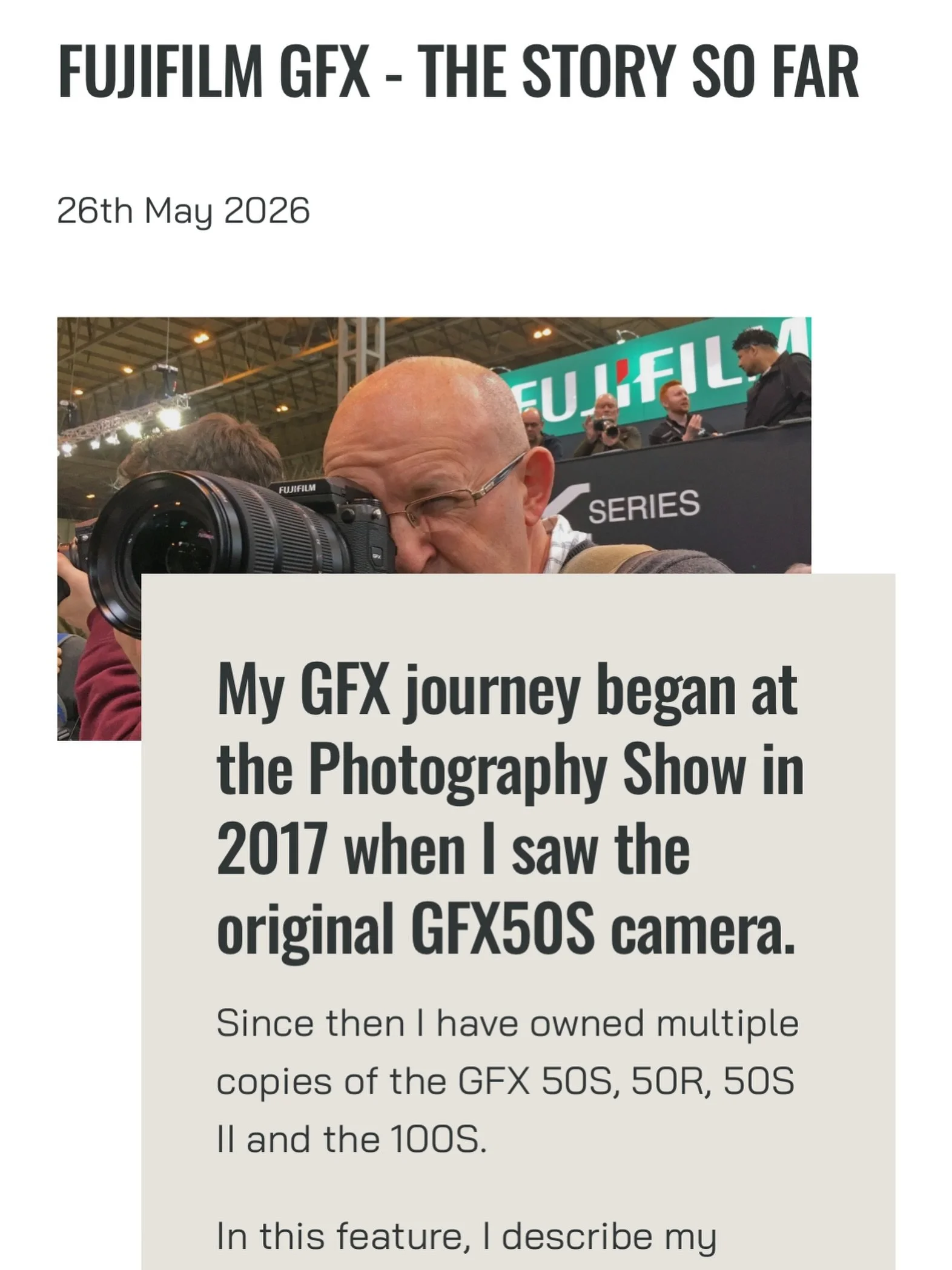 New website feature - Fujifilm GFX - The Story So Far, Part One - The Cameras. In this feature, I describe my experiences with the various GFX cameras from a landscape photography perspective, what I liked, what I didn&rsquo;t and why. Link in bio. #