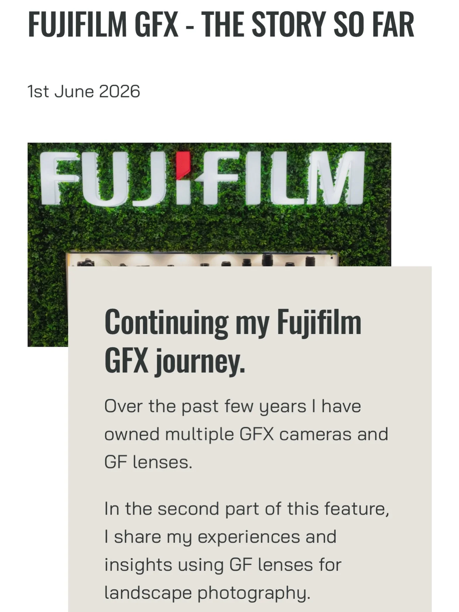 New website feature - Fujifilm GFX - The Story So Far, Part Two - The Lenses. In the second part of this feature, I share my experiences and insights using GF lenses for landscape photography.  Link in bio. #fujifilmgfx #gfxlandscape #gfxlens #bestgf
