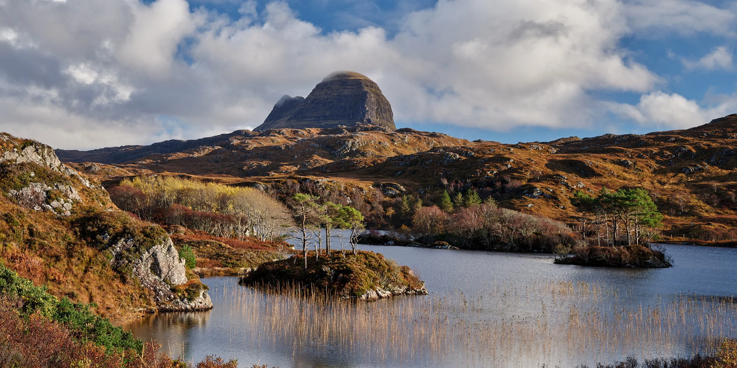Suilven viewed over Loch Druim Suardalain, Scotland.
