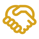 Illustration of a handshake in gold color.