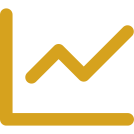 Gold-colored line graph with upward trend on a black background