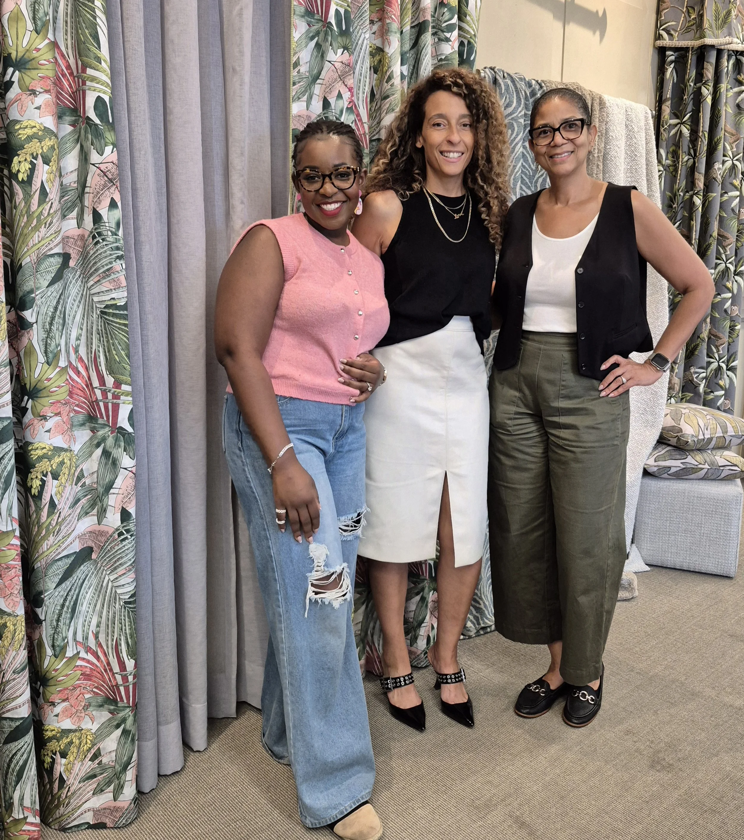 Chloe Mudondo, Administrator of National Drapery, Rachel Newman, Special Guest, Pamela Monteith, Operations Manager of National Drapery 