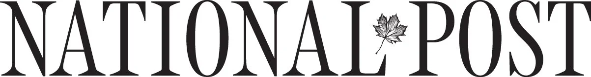 Close-up of the 'National Post' logo with a maple leaf between words.