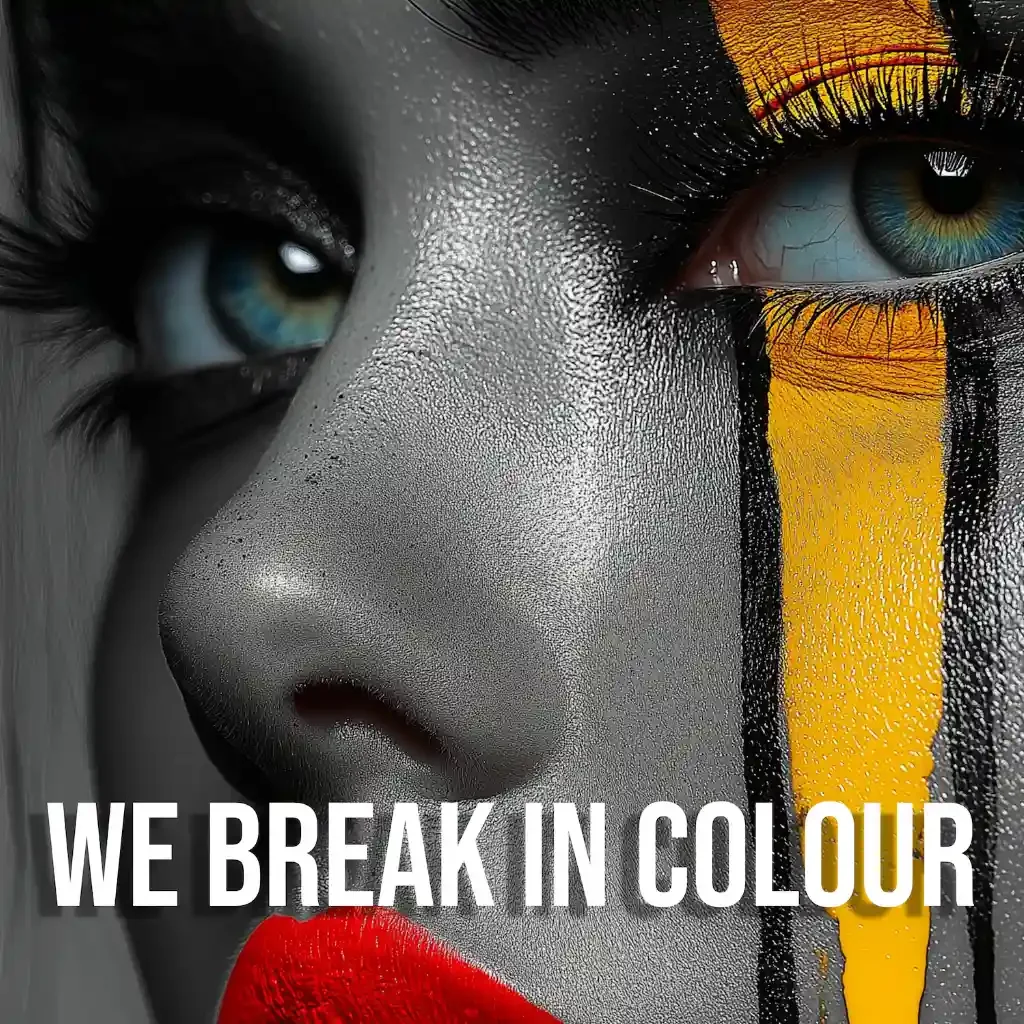 AI Creator 21000 original electronic music release We Break In Colour featuring AI-inspired artwork and soundtrack streaming access.