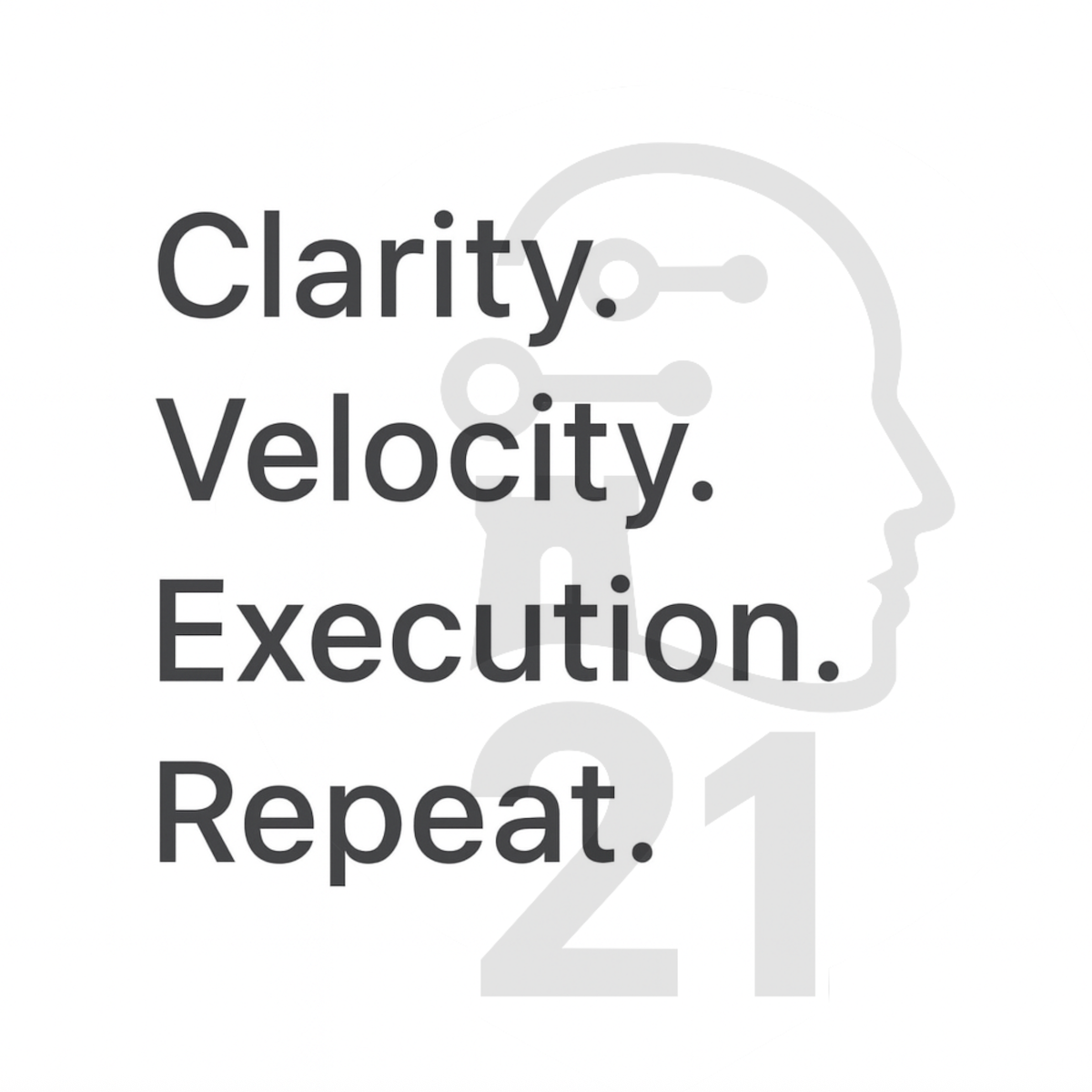 AI Creator 21000 original electronic music release Clarity Velocity Execution Repeat featuring AI-inspired artwork and soundtrack streaming access.