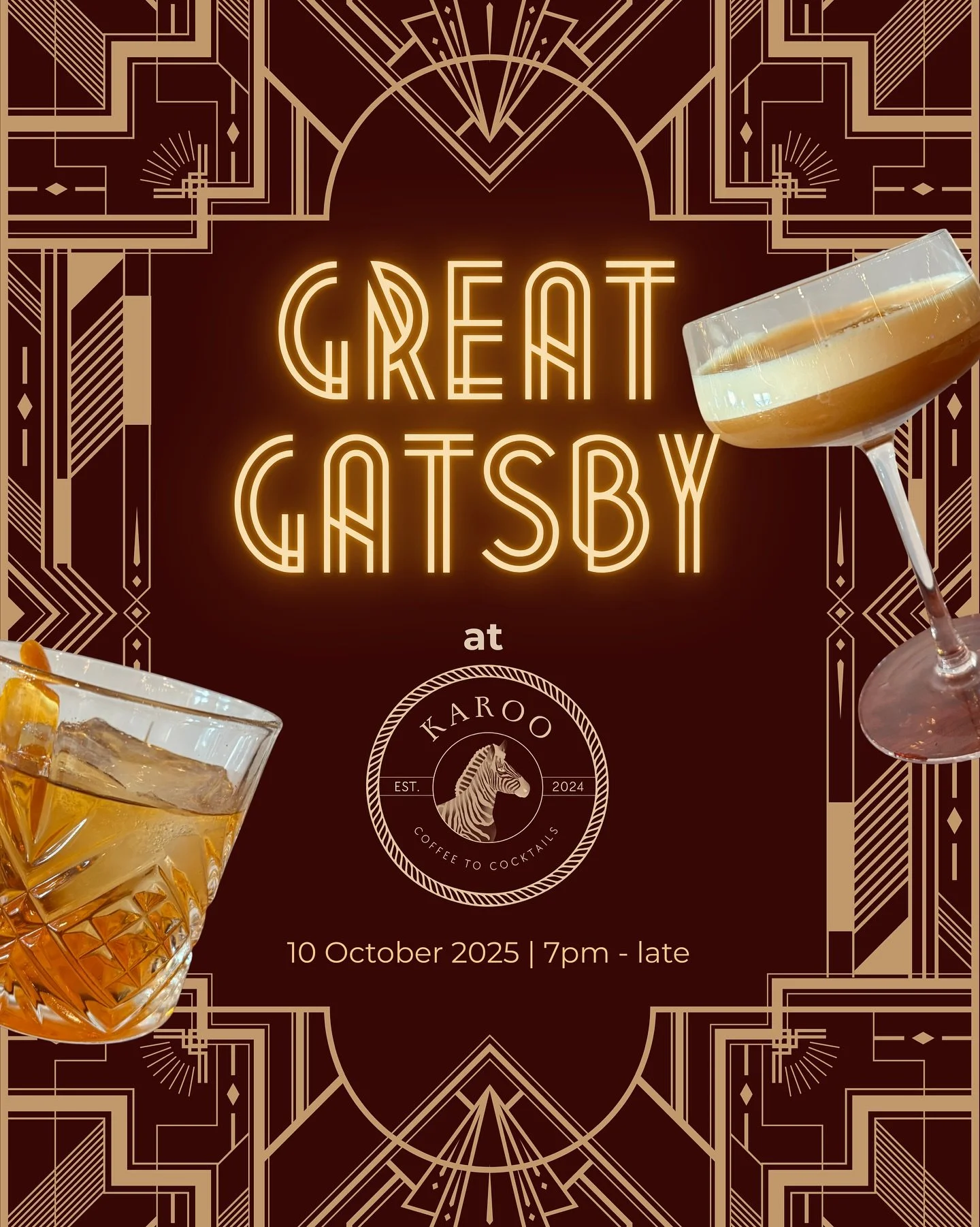 The Roaring Twenties are back. ✨
Join us on October 10th as Karoo Caf&eacute; transforms into Gatsby&rsquo;s party of the year with live sax, a magician, speakeasy cocktails, and a touch of pure glamour.
📍 Downtown Seattle
🎟 RSVP via the link in bi
