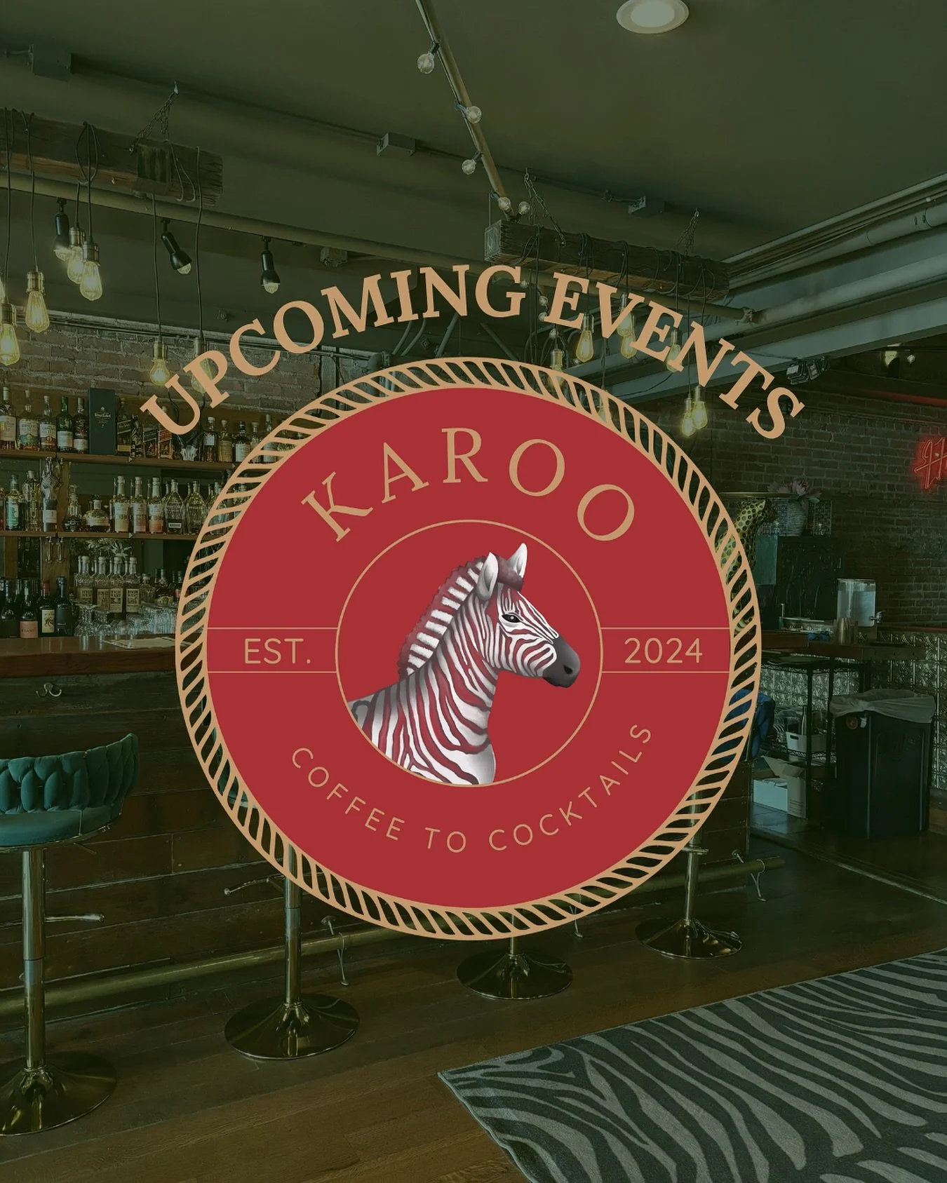 What&rsquo;s coming up at Karoo! 

🎭 Crimson Masquerade 
Thursday, October 31 | 7&ndash;11 PM
Step into the wild for our annual Halloween Safari: a night of music, masks, and untamed elegance. Dress bold, sip signature cocktails, and lose yourself u