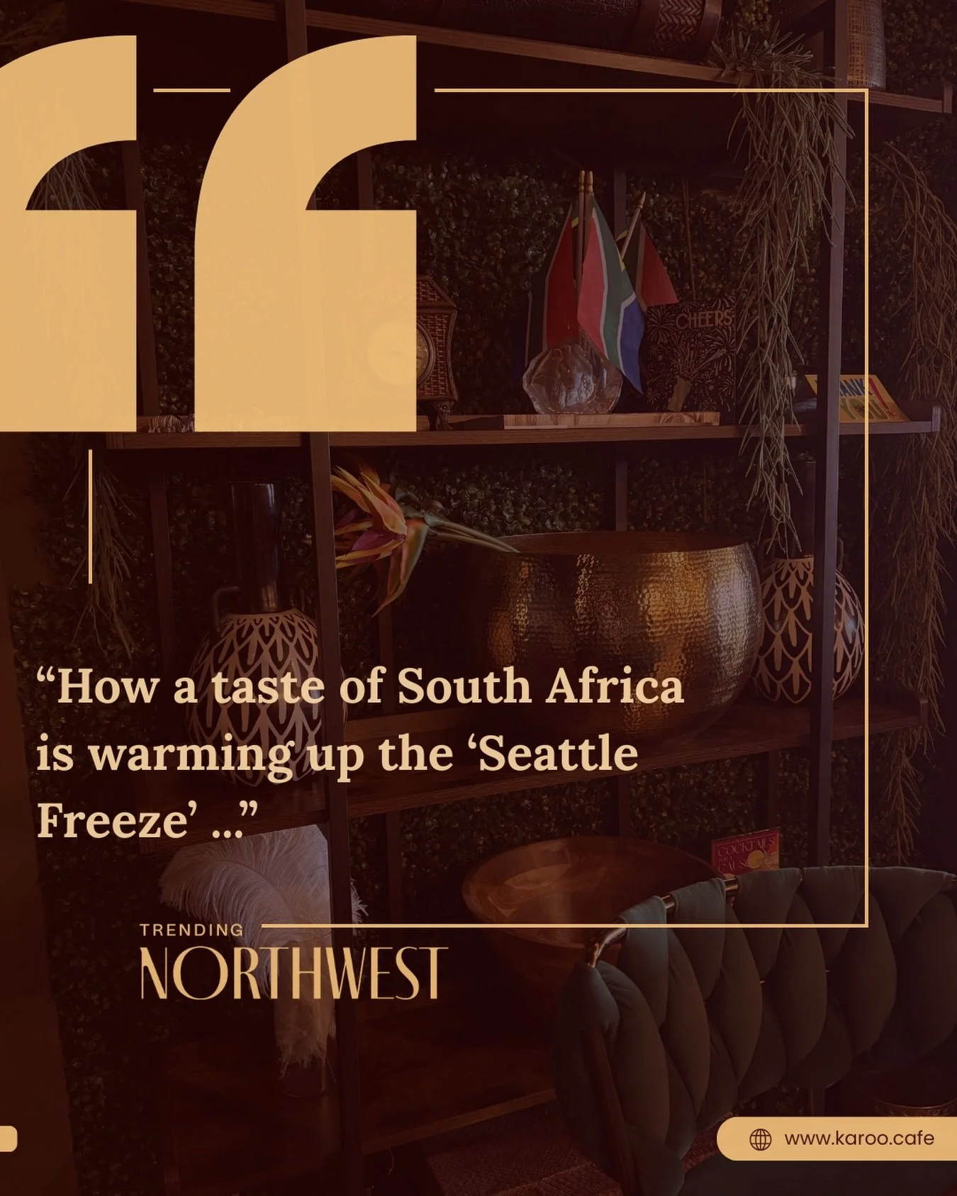 Trending Northwest just featured Karoo as one of five caf&eacute;s that transport you around the globe! We&rsquo;re incredibly proud to represent South Africa in the heart of Seattle. Endlessly thankful to our community ❤️

Reserve your table tonight