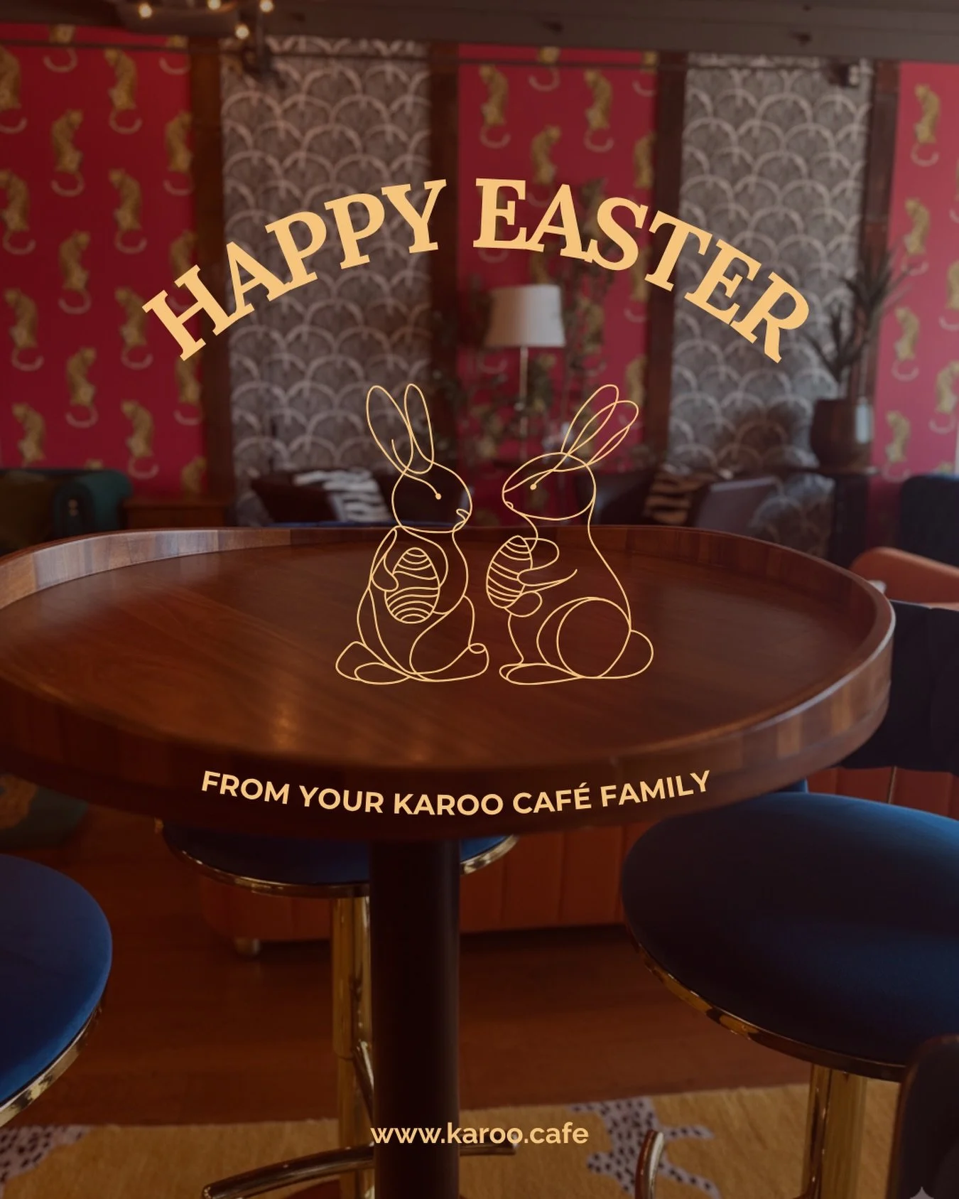 Happy Easter Weekend from all of us at Karoo Caf&eacute; ✨🐣

Wishing you a weekend filled with good company, great food, and something worth toasting to.

We&rsquo;ll be closed this Saturday for a private event, but back open to welcome you soon aft