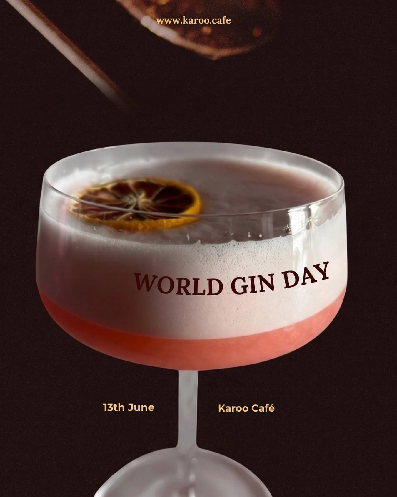 Friday, June 13 is World Gin Day, and we are inviting you to come celebrate with us at Karoo Caf&eacute;!

Gin has a special place on our menu: we have taken the spirit and run with it, building cocktails rooted in South African flavors and a whole l
