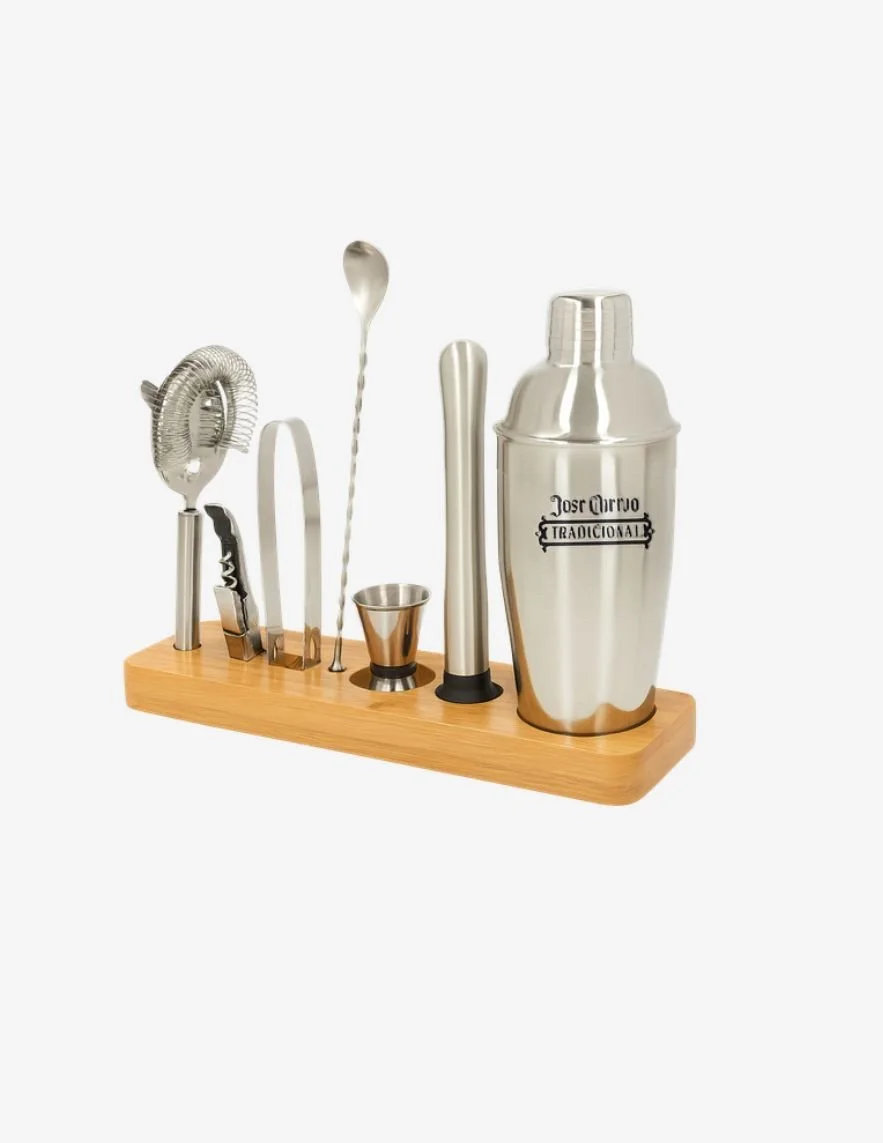 Set de Coctelería con Base de madera