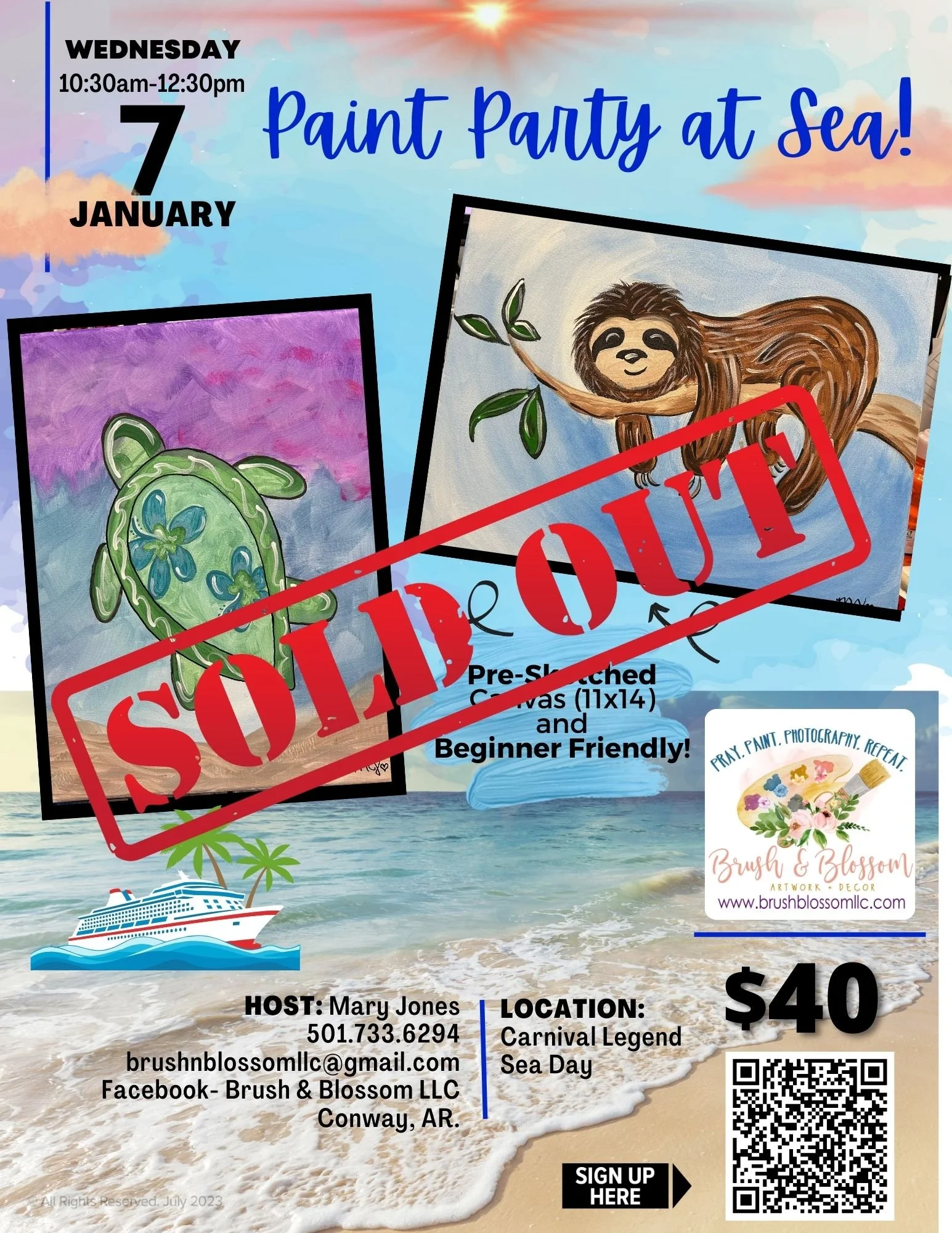 Paint Party at Sea! Painters' choice of Sloth or Sea Turtle! (includes tax)