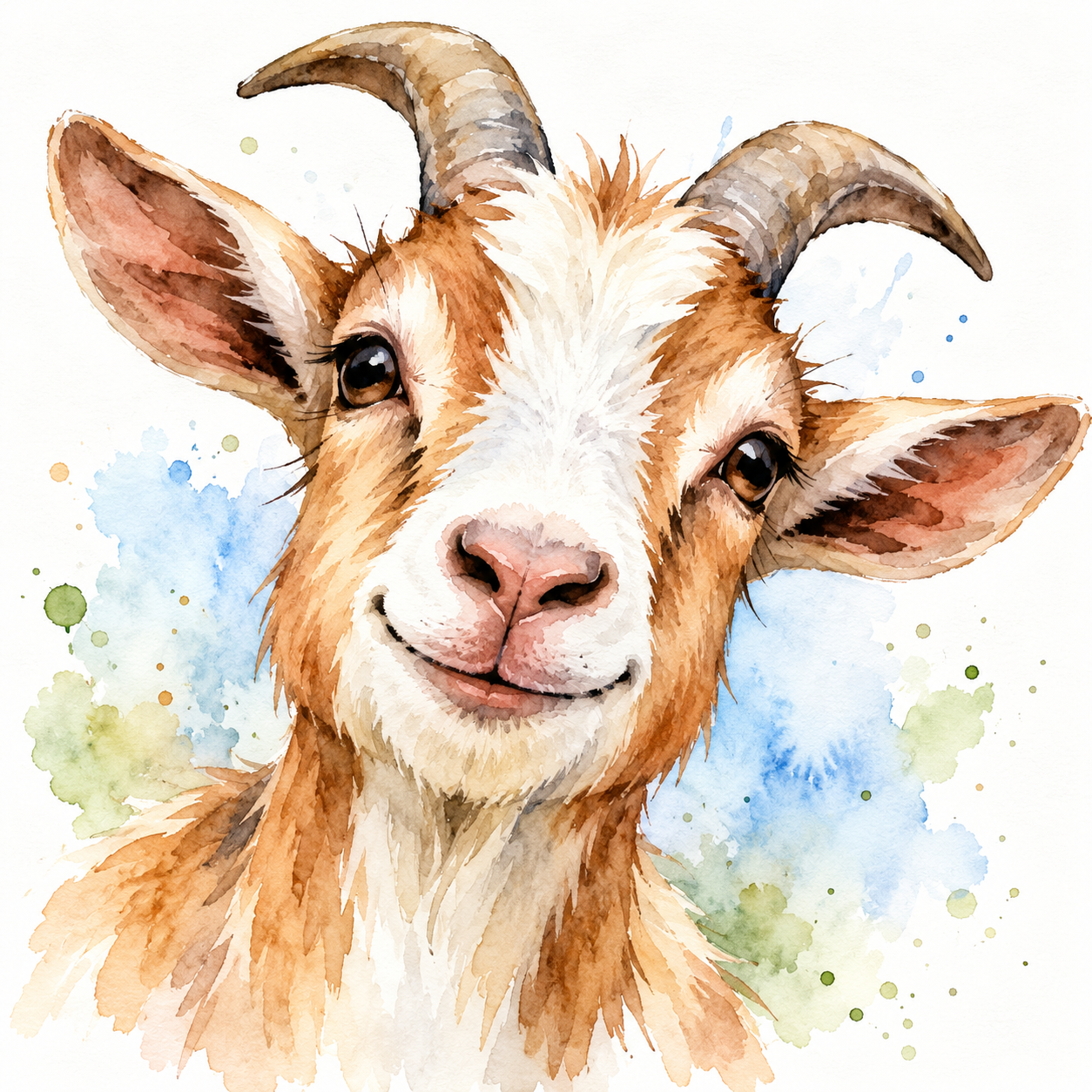 Cheerful Watercolor Goat Portrait.png