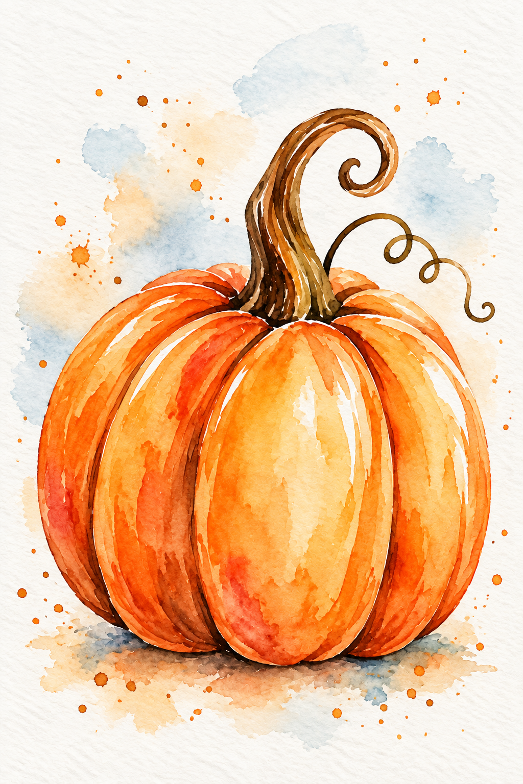 Watercolor Pumpkin with Curling Stem.png