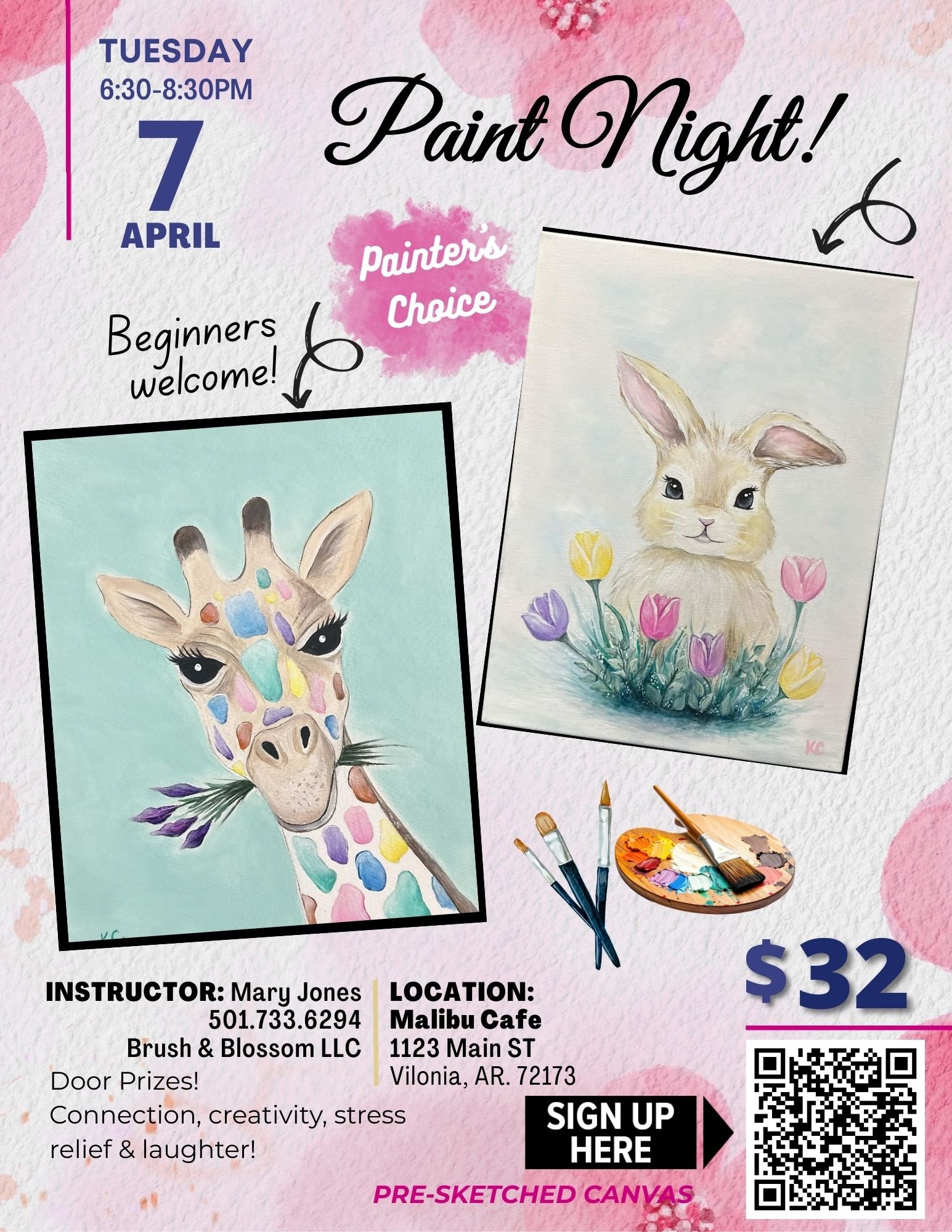 Giraffe with flowers or Spring Bunny - Malibu Cafe April 7, 2026