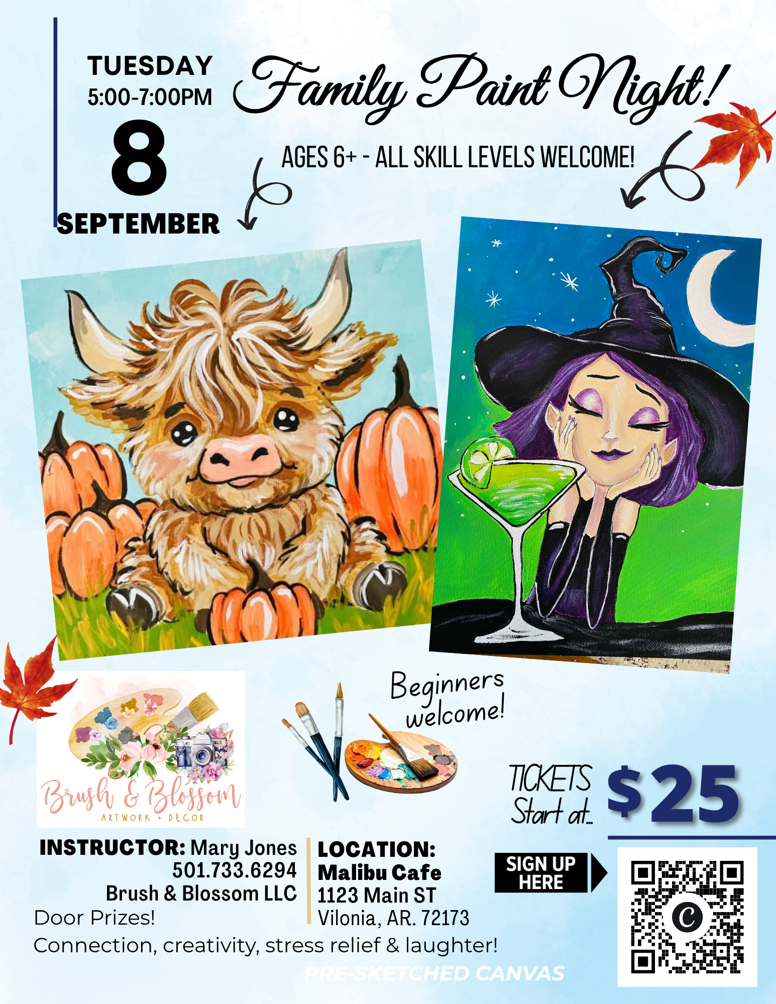 Family Paint Night- Malibu Cafe Sept. 8th