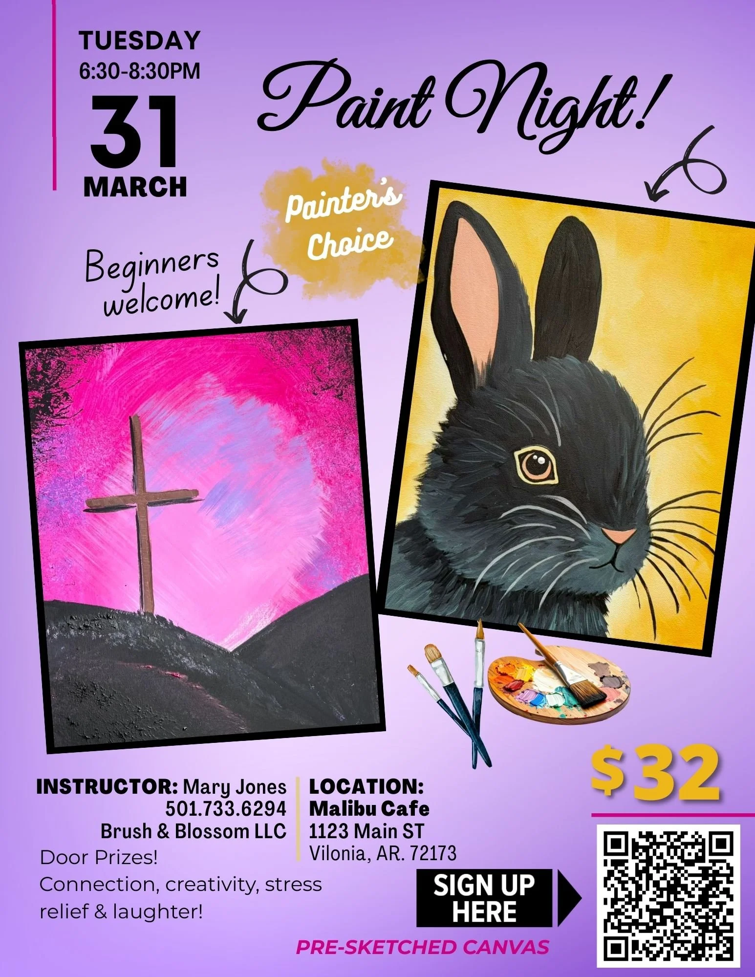 Paint Party! Old Rugged Cross or Bunny - Malibu Cafe March 31st