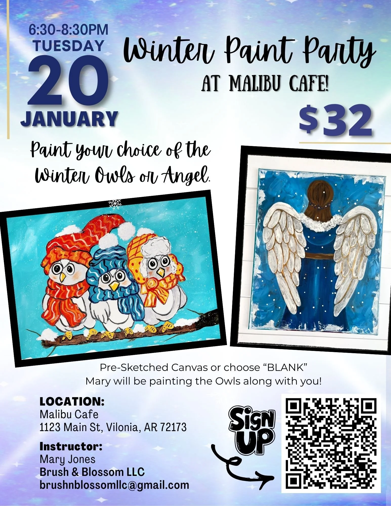 Winter Owls or Winter Angel ~ MALIBU CAFE