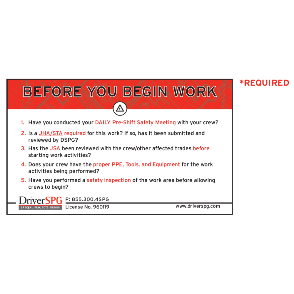 Before You Begin Work Banner