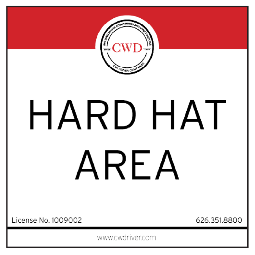 3' x 3' Hard Hat Area Sign Square 3' x 3'