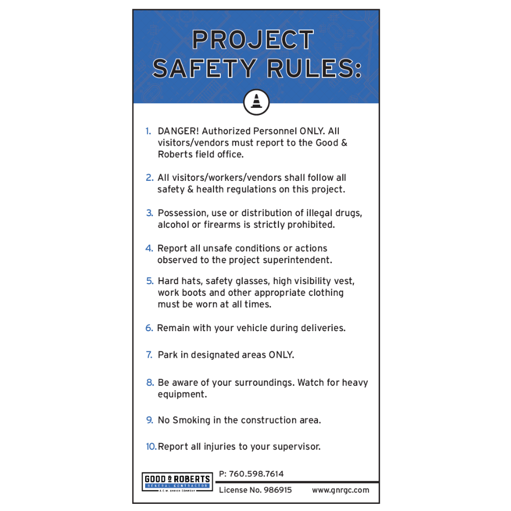 4' × 2' Project Safety Rules Banner