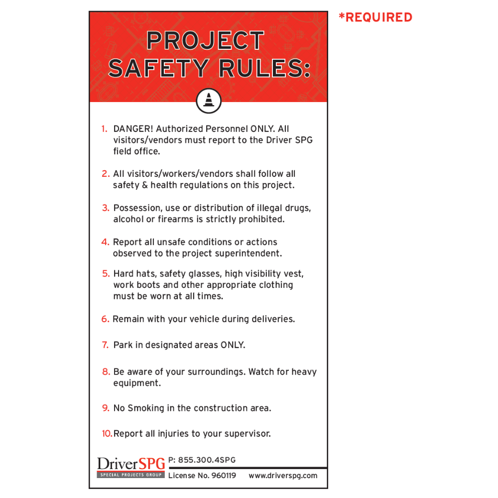 4'×2' Project Safety Rules Banner