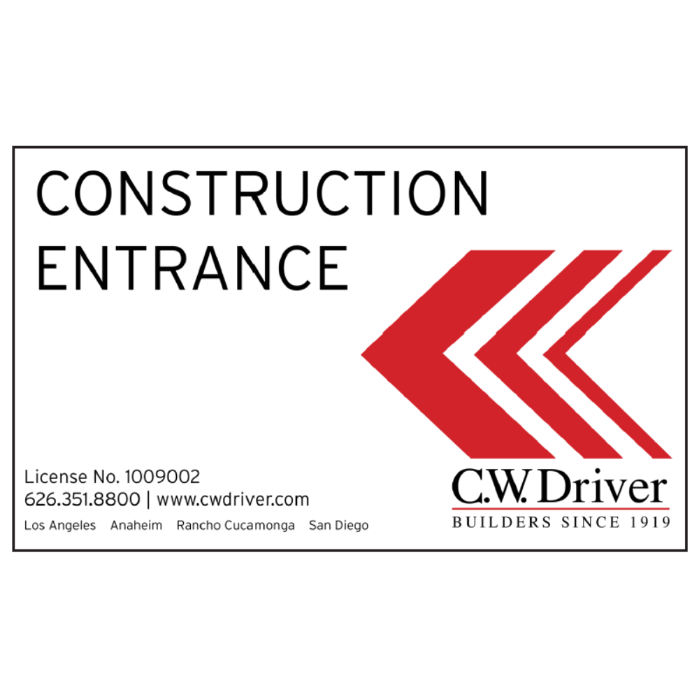 3' x 5' Construction Entrance Sign, Left Arrow
