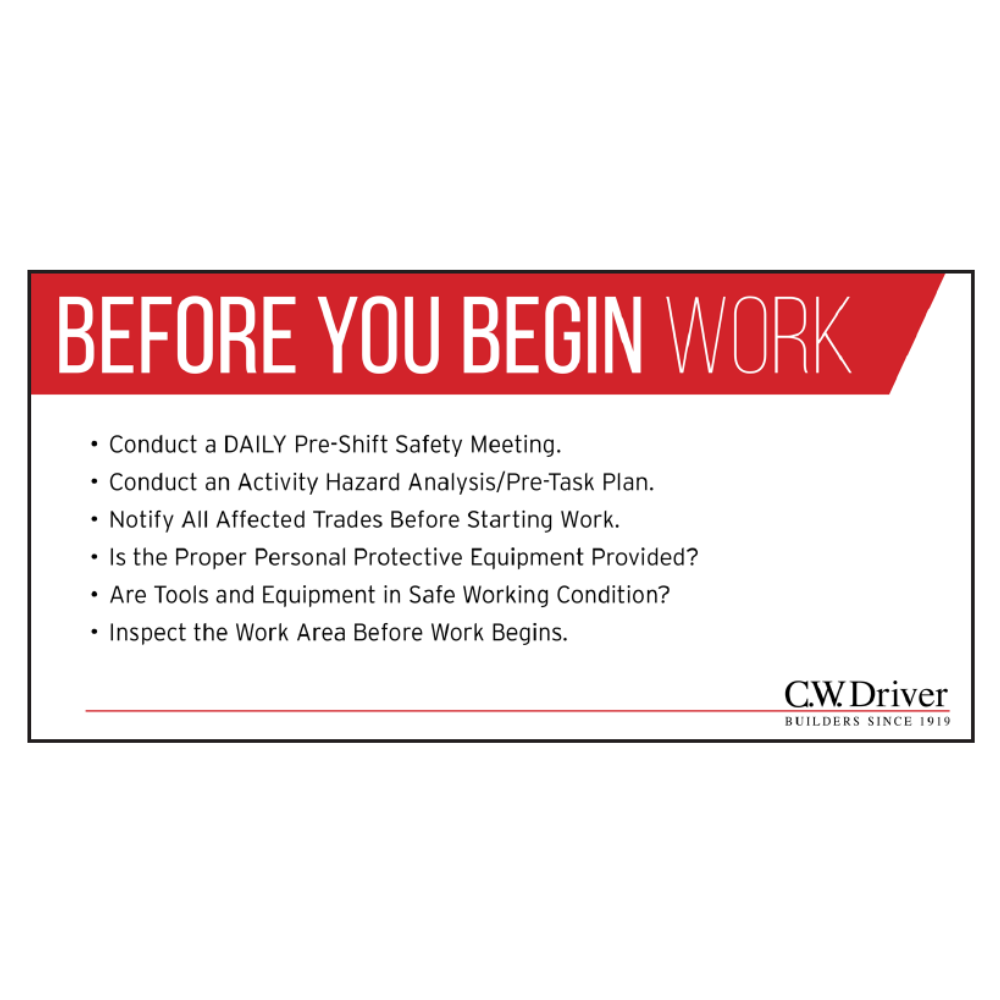 4' x 8' Before You Begin Work Sign