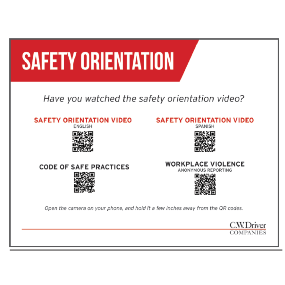 8.5" x 11" Safety Orientation Sign