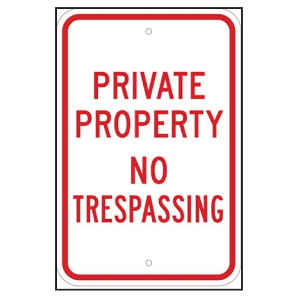 18"×12" Private Property No Trespassing