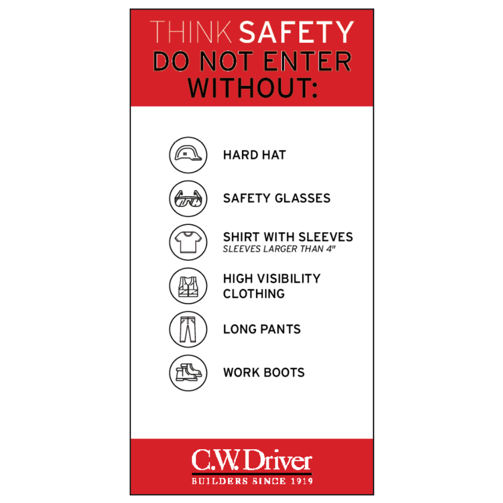 4' x 8' Think Safety: Do Not Enter Without PPE Sign
