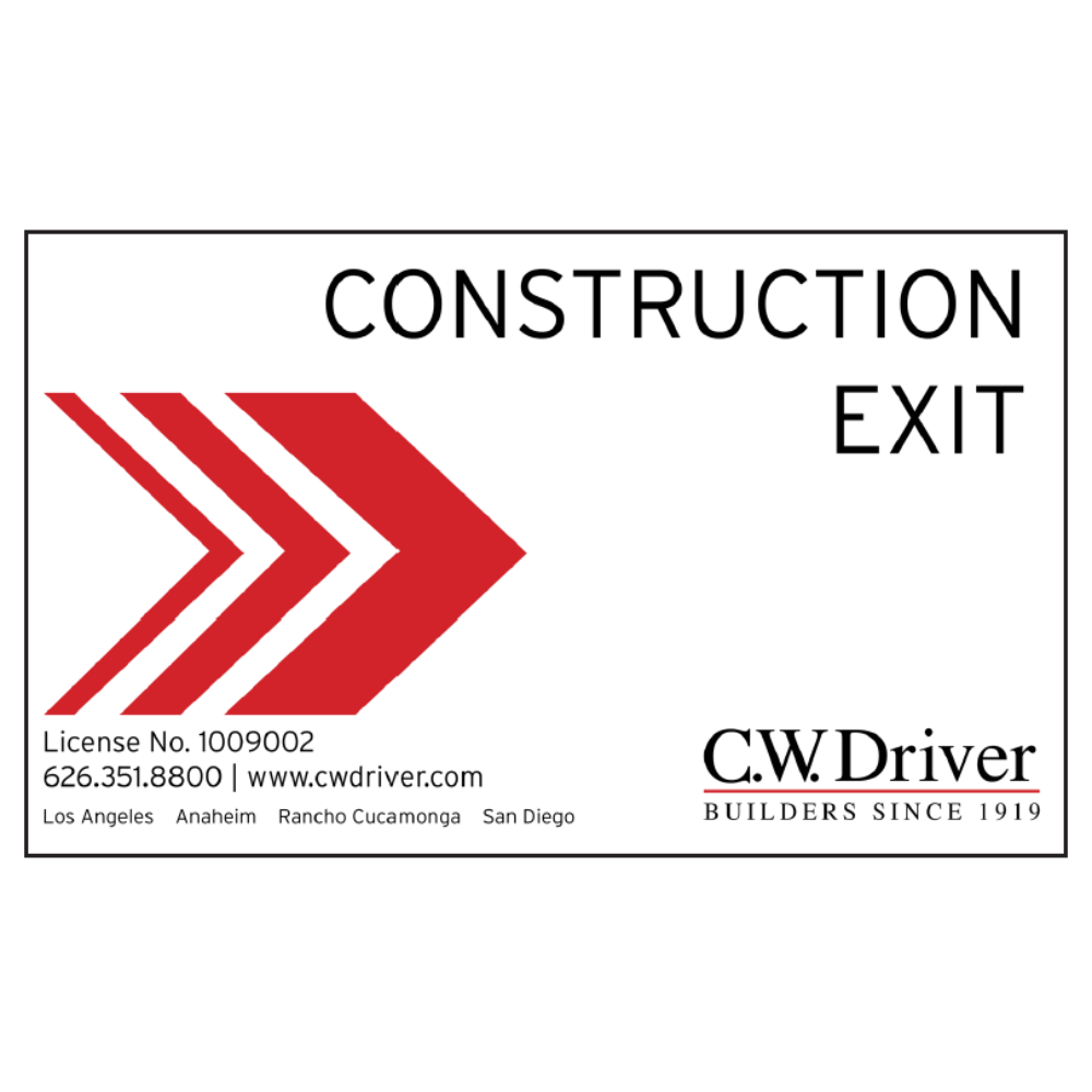 3' x 5' Construction Exit Sign, Right Arrow