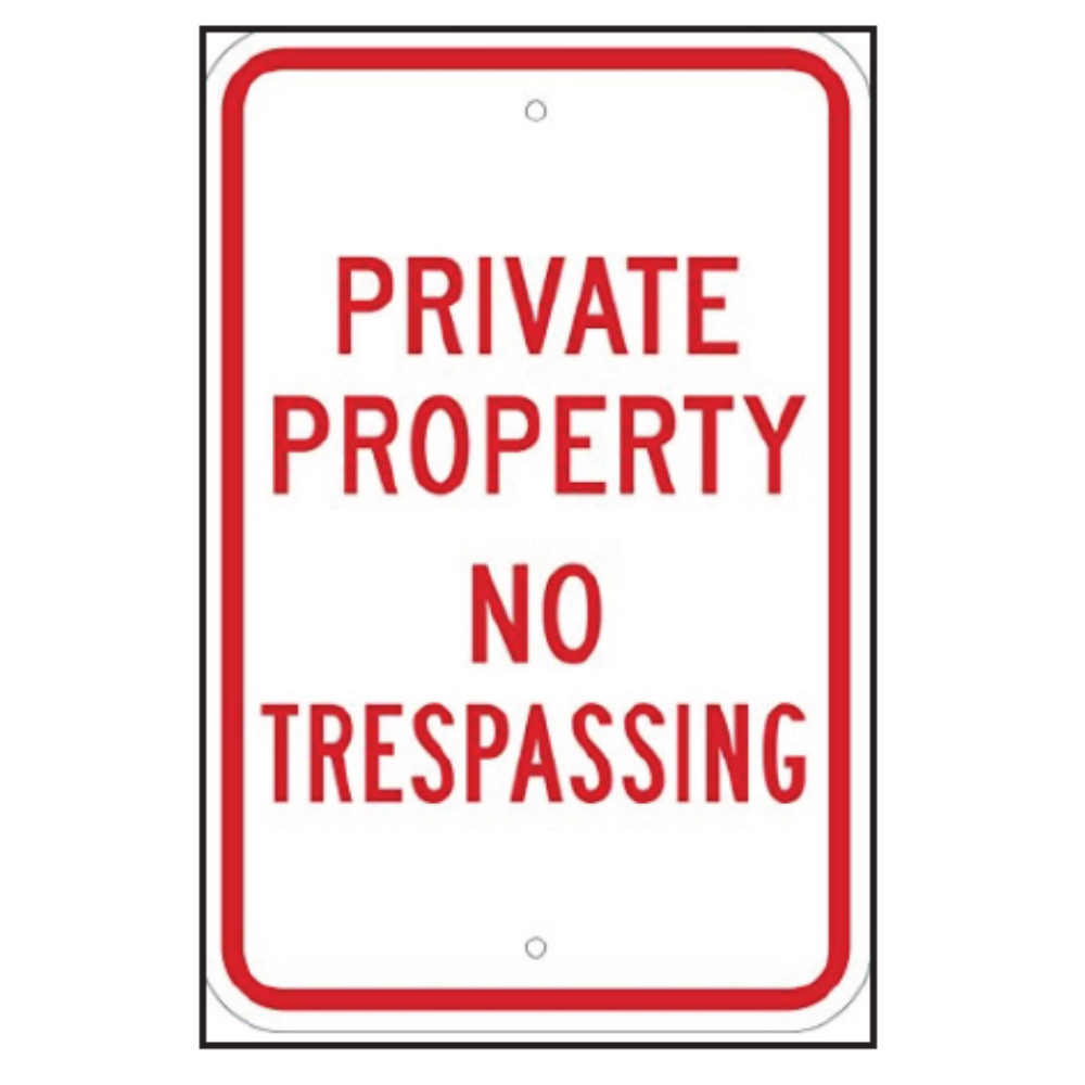 18" × 12" Private Property – No Trespassing