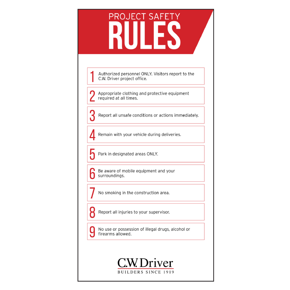 4' x 8' Project Safety Rules Sign
