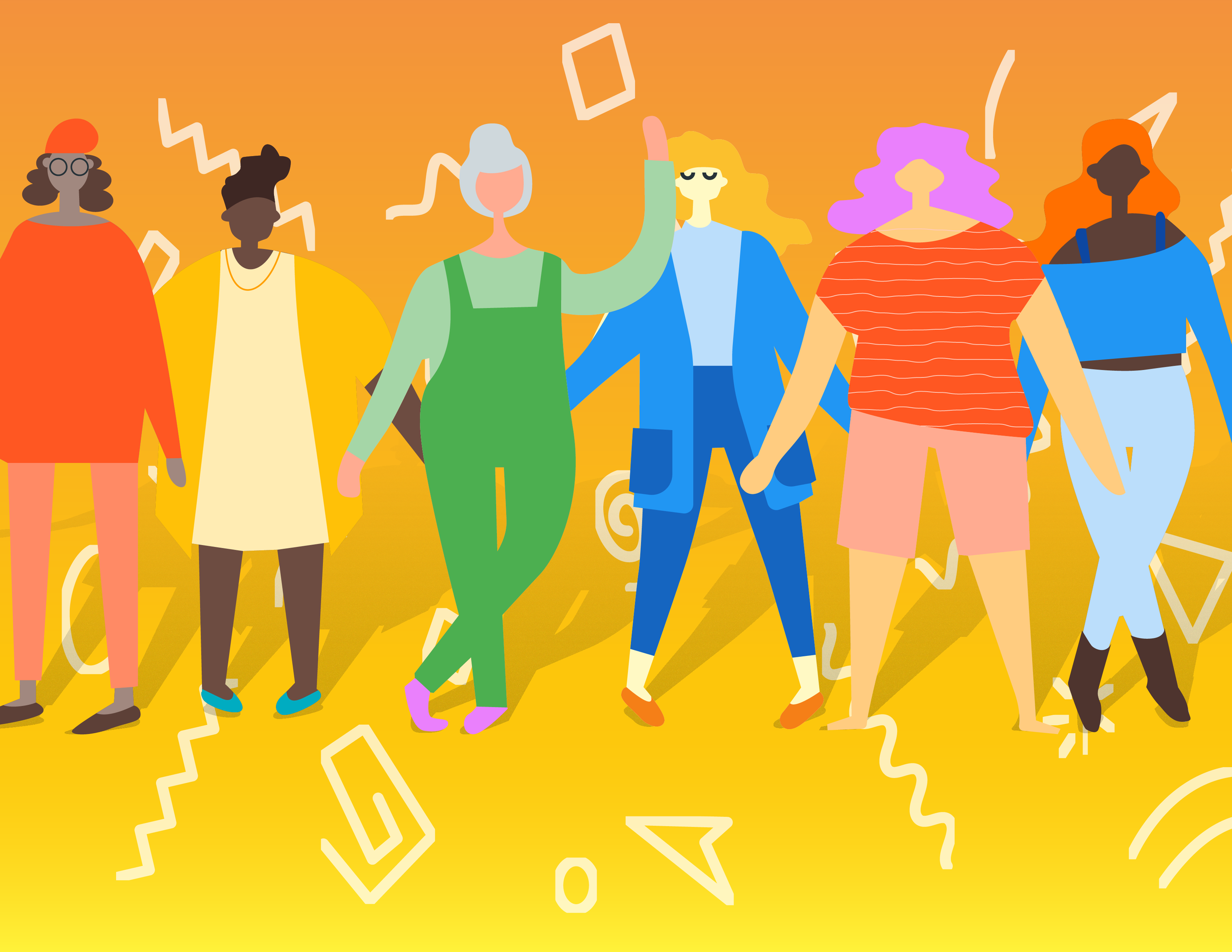 Women standing together in a group