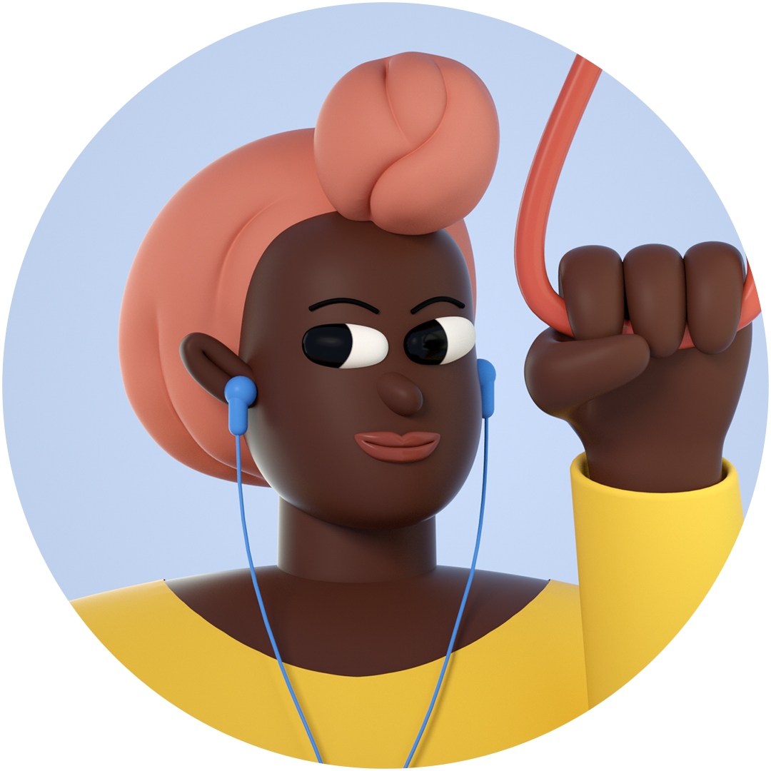 Avatar image of happy customer with flowers